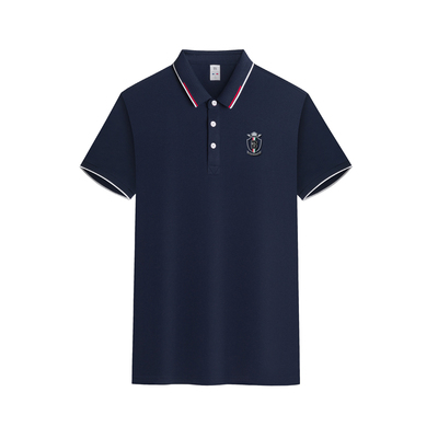 保罗堡狮龙翻领T恤男撞色Polo衫