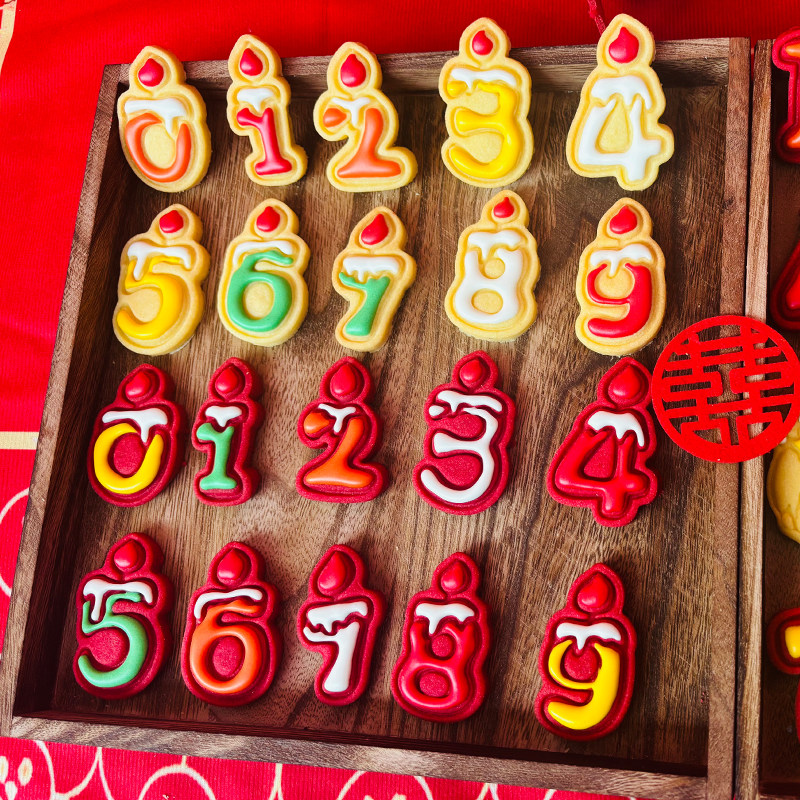 手工曲奇饼干独立包装满月周岁摆台数字饼干创意造型生日糕点心