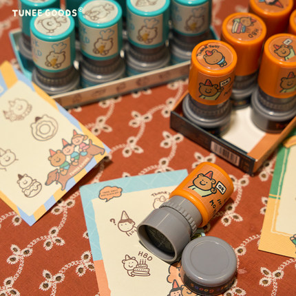 TUNEE GOODS小印章 原创插画可爱小熊光敏印章 学生教师手账印章