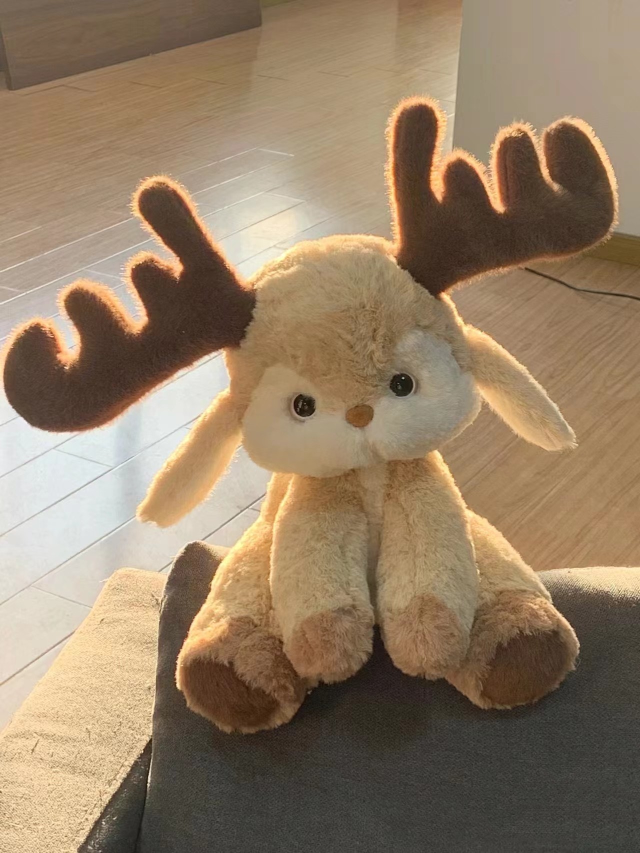 작은 엘크 진정 인형 플러시 귀여운 잠자는 베개 인형 장식품 소년과 소녀를 위한 생일 선물