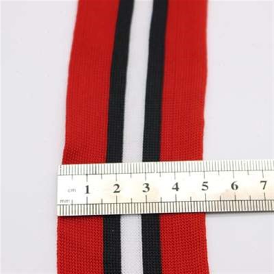 议价红黑白50D三色条纹微弹针织色织带装饰包边带辅料 宽5cm80码/