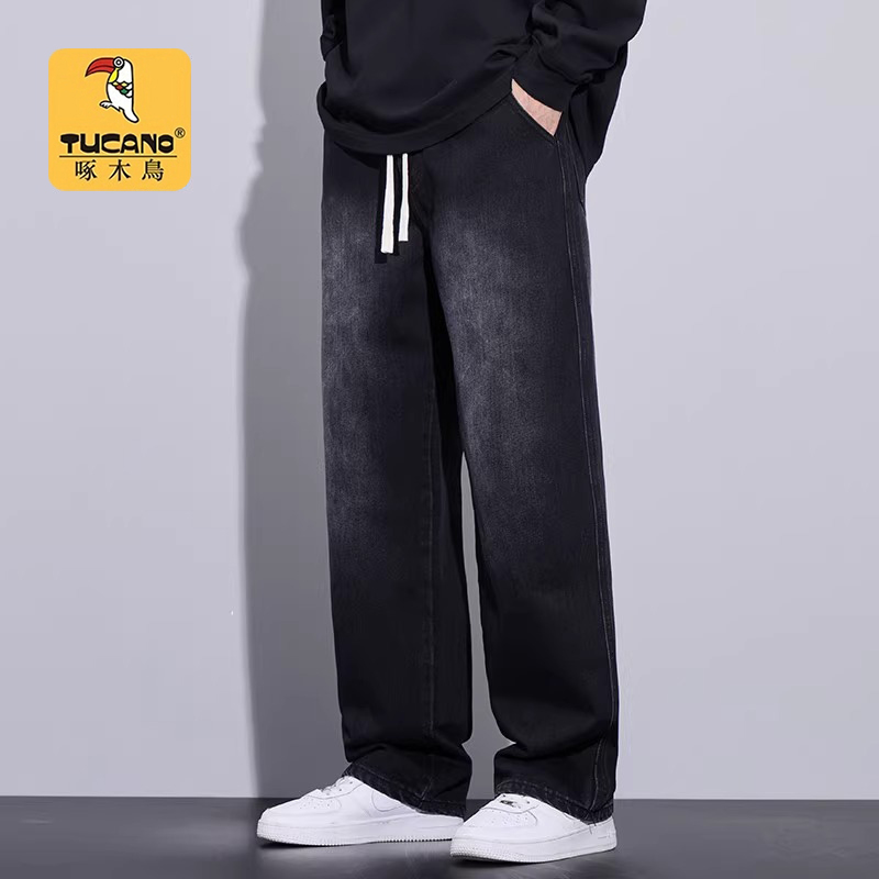 啄木鸟牛仔裤男夏季薄款美式裤子男款春秋季休闲男裤宽松直筒长裤