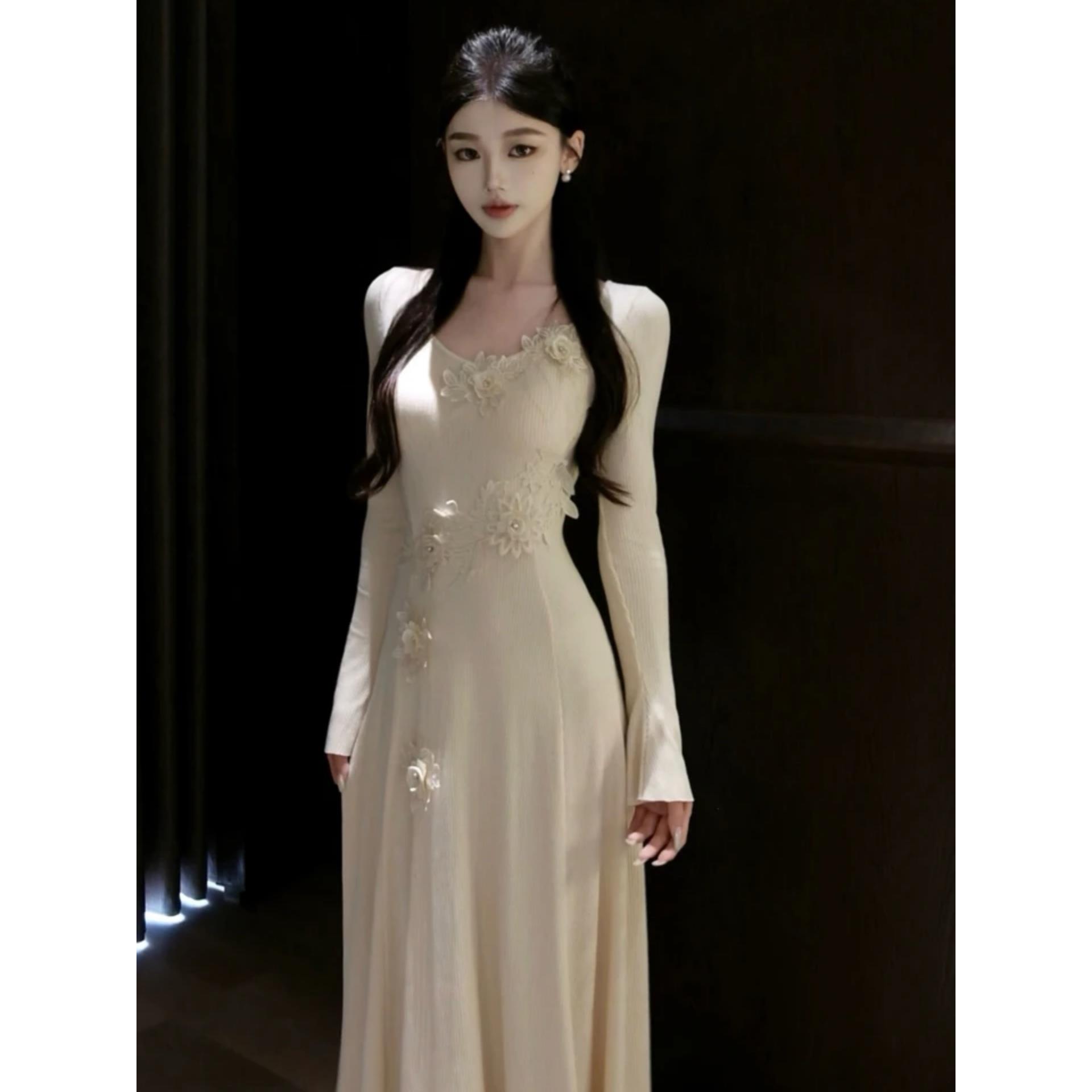 法式气质收腰修身长裙子