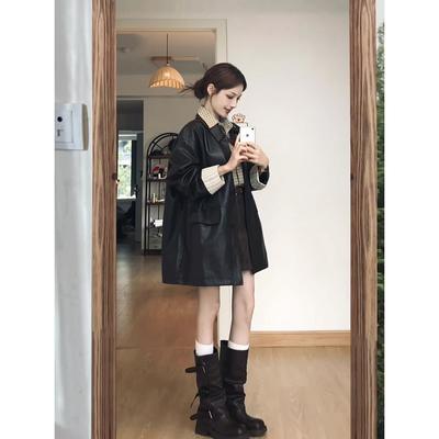 高级感黑色皮衣外套女2025新款