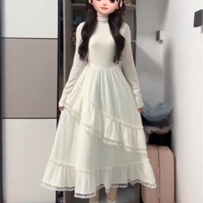 白色打底内搭针织连衣裙