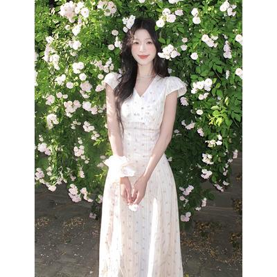 法式甜美碎花连衣裙女夏