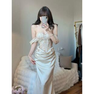 包臀鱼尾连衣裙独特超好看长裙子2026冬季 御姐风高端精致抹胸修身