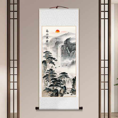 高山流水山水画迎客松玄关画中式