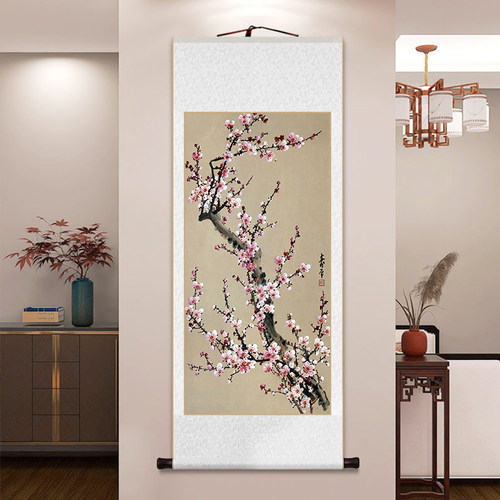 董寿平红梅报春图梅花卷轴挂画