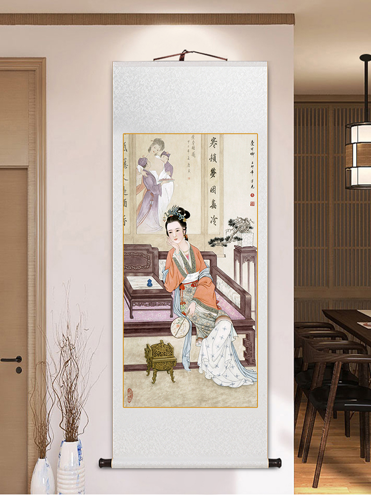 红楼梦十二金钗国画工笔画红楼梦人物古代美女仕女中式卷轴挂画