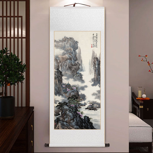 国画 画名家山水画 画新中式客厅玄关装饰画 画卷轴装裱字画 画办