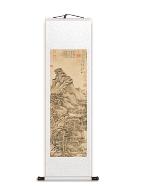 左西听琴图卷轴挂画桃源仙境图