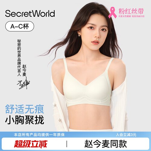 【赵今麦同款】Secret World内衣女小胸聚拢防下垂夏薄款无痕内衣