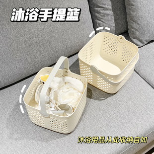 日本高级手提洗澡篮沐浴筐浴室洗漱用品收纳篮洗浴篮子学生手提篮