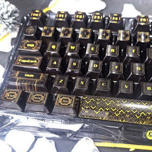 致壹黑金主题wooting机械键盘帽镜面金属质感免喷涂rog夜魔客制化