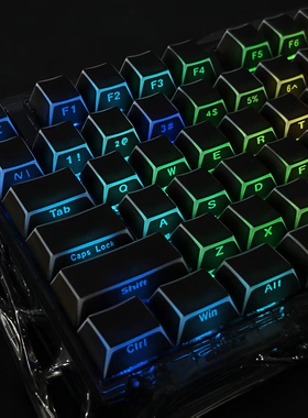 黑色暗影棱角透光正侧刻雾透热升华原厂机械键帽狼蛛f87迈从Ace68