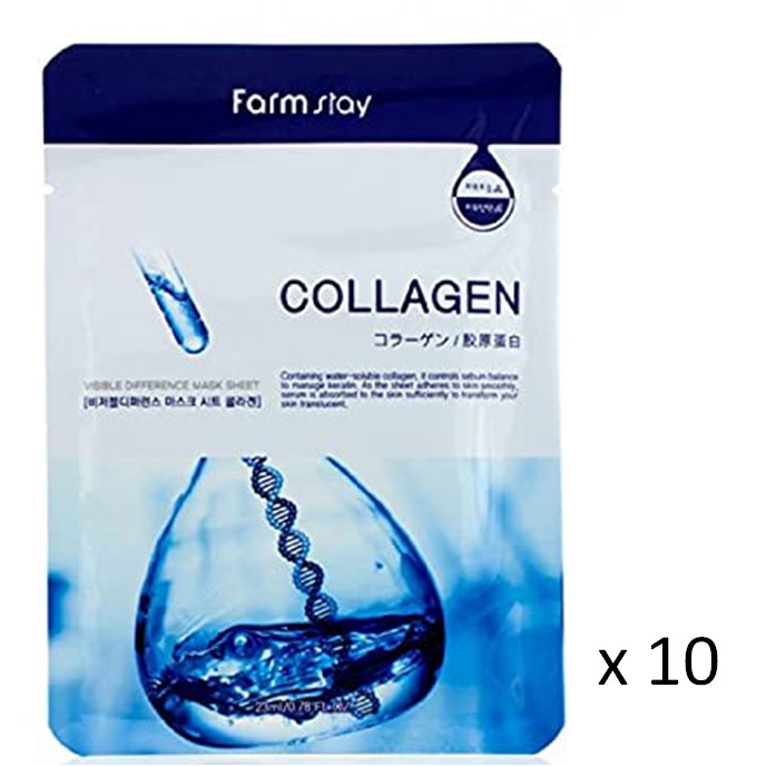 香港直邮韩国Farmstay法曼媞高效骨胶原面膜10片装