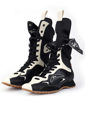 27QUAI GROSMOTT搏击天使黑拳翻领高帮拳击靴时装靴子24秋冬新款
