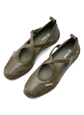 27QUAI GROSMOTT X-Training 复古绿交叉丝带芭蕾玛丽珍单鞋新款