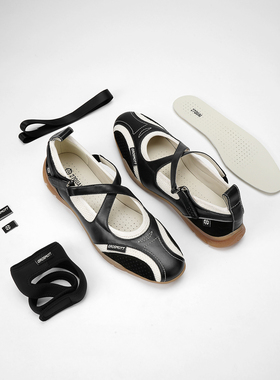 27QUAI GROSMOTT X-Training系列黑色交叉丝带芭蕾玛丽珍单鞋新款