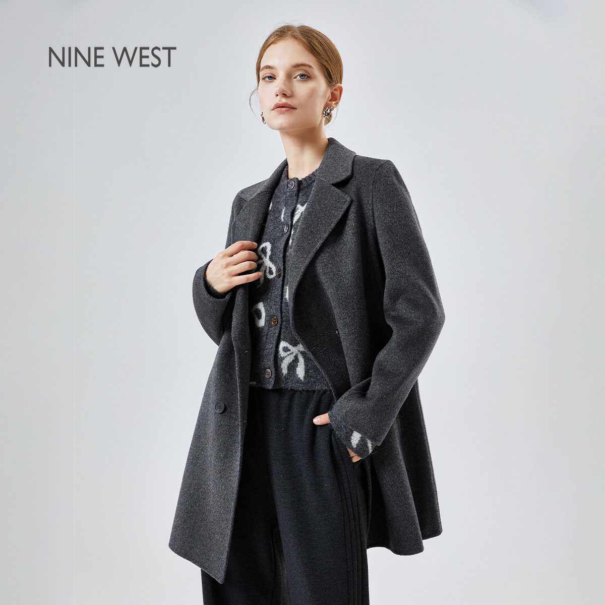 Nine West/玖熙保暖羊毛风衣2025秋冬新款时尚气质毛呢大衣外套,女装/女士精品,羊绒大衣,淘宝优惠券,粉丝福利购,淘宝优惠卷
