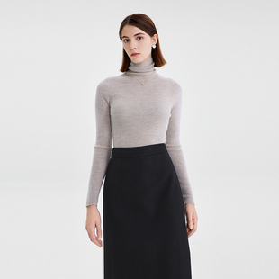 高级感黑色针织长袖 Nine 25秋新品 玖熙100%绵羊毛高领打底衫 West