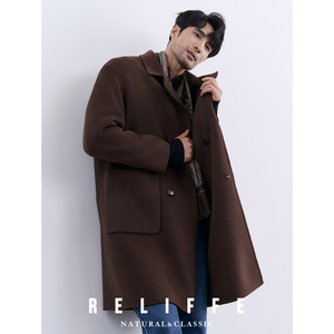 2024冬季英伦绅士双面羊绒男士防风保暖长款毛呢大衣时尚风衣外套