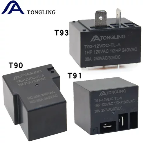 T90继电器 T91 T93 4脚12v 30A 250VAC负载JQX-15F功率继电器
