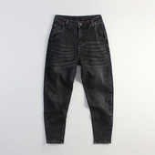 男小脚哈伦牛仔裤 2024秋冬加绒保暖弹力百搭宽松萝卜休闲长裤 潮流