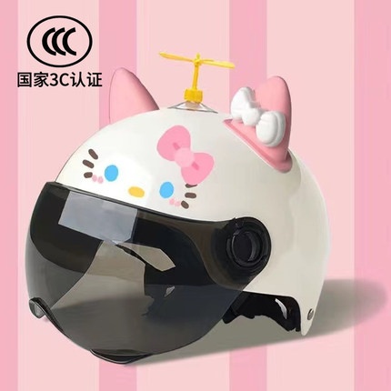 hellokitty头盔电动车kt猫女士四季通用夏防晒儿童可爱女孩安全盔