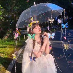 手工风铃蝴蝶雨伞女生氛围感拍照写真道具diy透明雨伞装饰品挂件