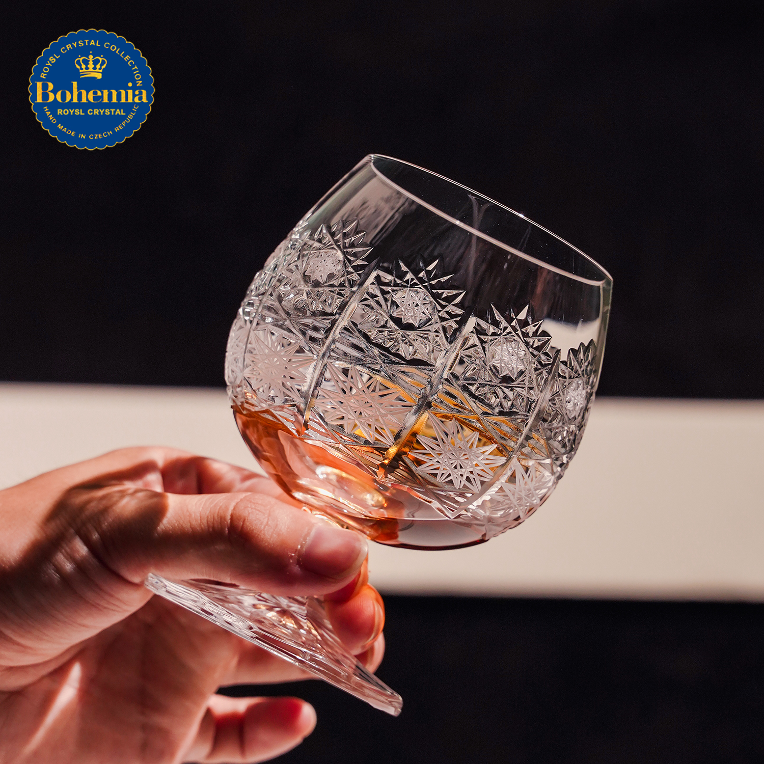 捷克BOHEMIA车料白兰地杯洋酒杯