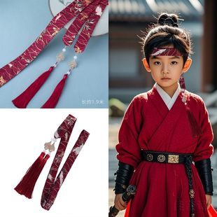 唐宋明制头饰男童汉服发带抹额儿童古风头带男孩头巾古装男士飘带