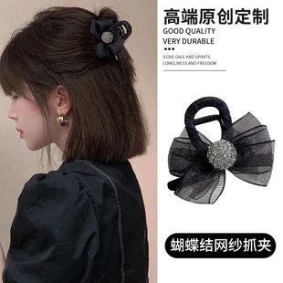 适合发量少的抓夹短发半扎发夹女蝴蝶结抓夹后脑勺小号盘发卡头饰