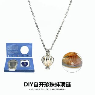 diy珍珠项链装钛钢贝珠七夕情人节吊坠礼盒河蚌开珍珠送女友礼物