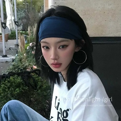 美式纯色运动宽发带春夏新款