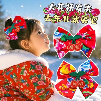 儿童红色蝴蝶结发夹2025新款