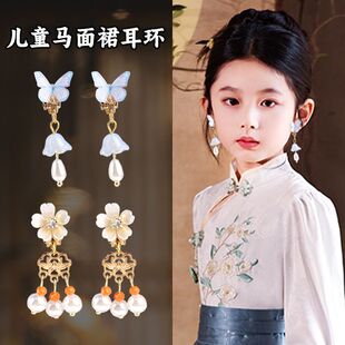 古风儿童搭配马面裙的耳夹无耳洞耳环新中式汉服耳饰高级感配饰女