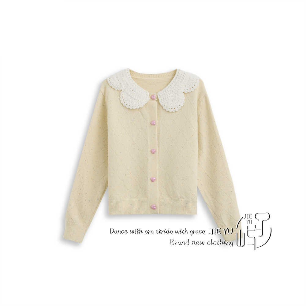 孑屿JIEYU 甜美小清新娃娃领长袖针织衫女上衣