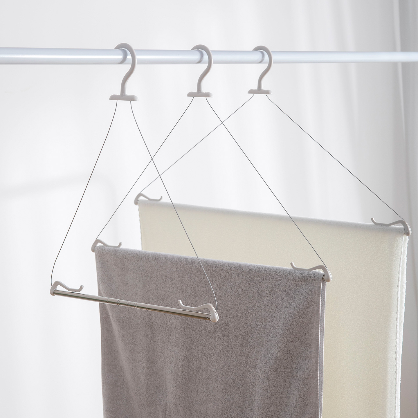 可伸缩不锈钢加长晾衣架