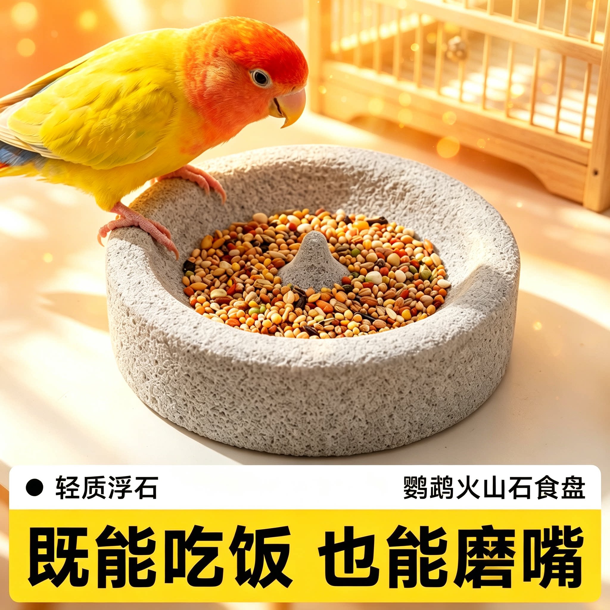 鹦鹉食盆食碗火山石喂食器