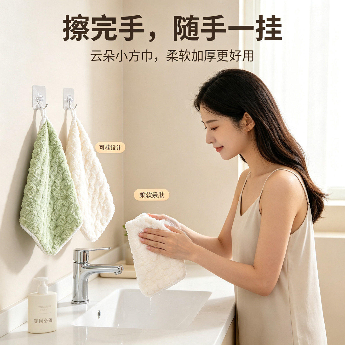 可挂式提花云朵格擦手巾吸水