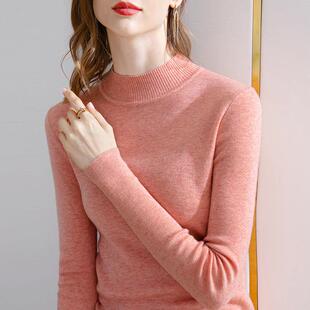 womens long turtleneck wear Half inner solid sweater color