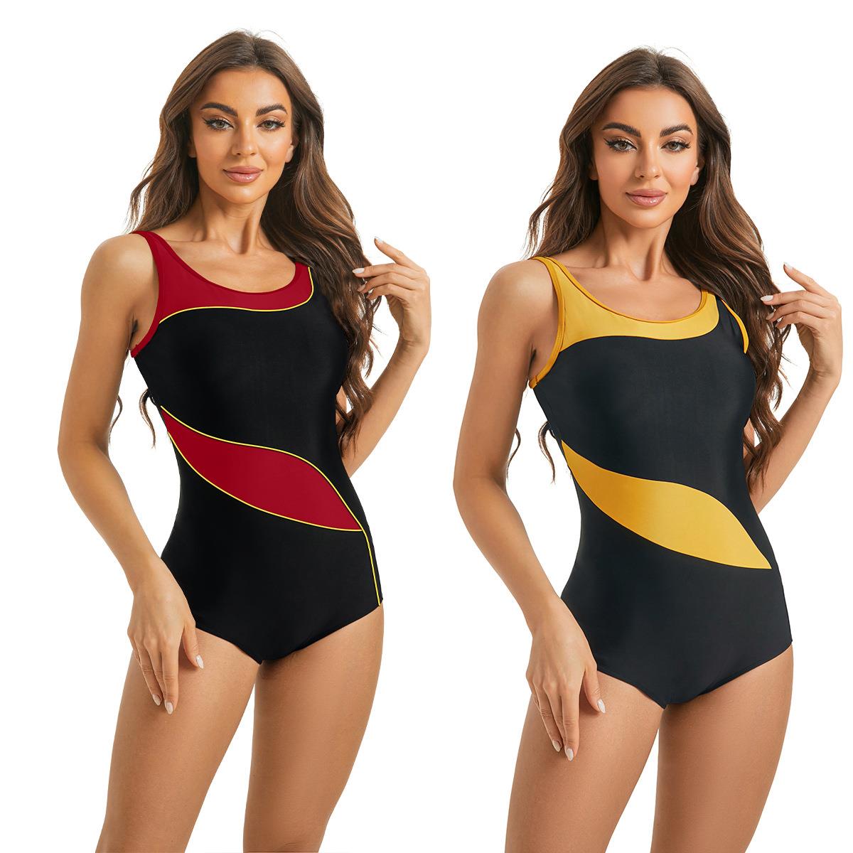 One-piece racing training sports hot spring swimsuit for