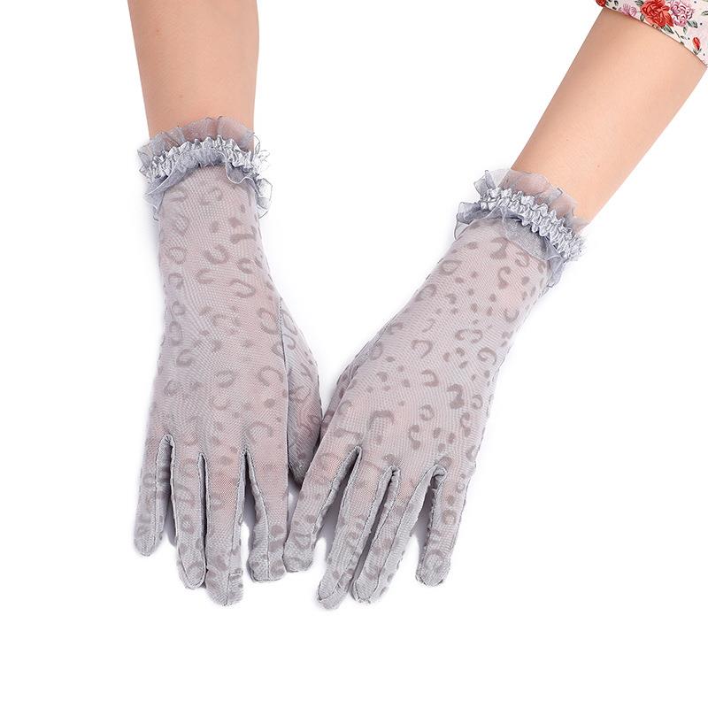Fashion womens leopard print hollow mesh gloves creative