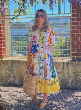 Fashion lapel lantern sleeves tie ruffle shirt dress long