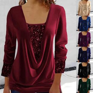 solid fake contrast top color collar womens piece two drop
