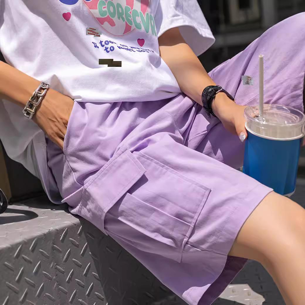 Plus size womens summer thin high waist wide leg casual