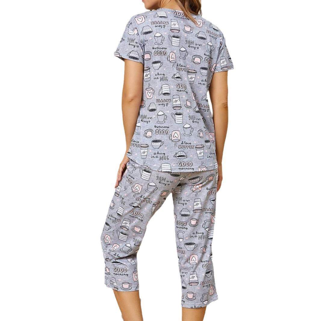Short sleeves with two-piece suit plus size women's pajamas