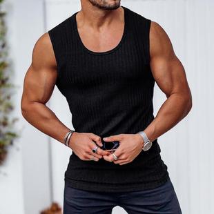 mens vest shoulder slim clothing Fitness casual sports wide